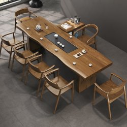 金沙公爵 新中式实木茶桌现代简约办公室功夫茶台茶盘一体泡茶桌桌椅组合