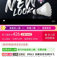 RSL亚狮龙羽毛球D5飞行稳定耐打比赛专用球训练鹅毛全圆12只装/桶
