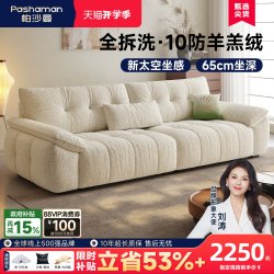 帕沙曼 布艺沙发现代简约小户型客厅2026新款可拆洗云朵直排三人位