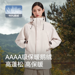伯希和 冲锋衣羽绒三合一男女秋冬鹅绒内胆防水外套 栗棕色鹅绒两件套