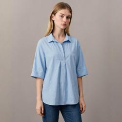 ZARA 休闲版宽松套头V领女式衬衫