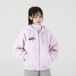 adidas NEO 连帽长袖时尚女装保暖摇粒绒外套运动休闲棉衣