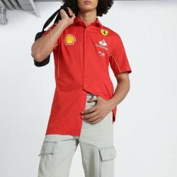 PUMA 法拉利车队 舒适时尚百搭翻领男款短袖衬衫