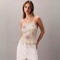 限尺码：ZARA 刺绣钩花吊带背心短款露背上衣