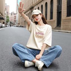 雪中飞 短袖t恤女夏季oversize半袖休闲印花女上衣