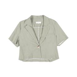 ZARA 女式高级感纯色短款简约休闲短袖西服上衣