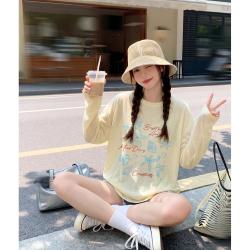 雪中飞 圆领T恤女夏季上衣外搭显瘦甜美减龄小个子微透罩衫
