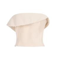 ZARA 女式纯棉欧美风翻边毛流设计拉链抹胸式牛仔衬衫