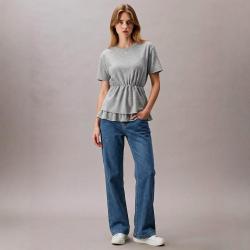 ZARA 女式纯色收腰叠层短袖T恤