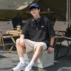 雪中飞 重磅T恤男短袖纯棉透气夏季休闲宽松百搭圆领潮流美式上衣青少年