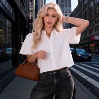 ZARA 极简风纯色系带肩部设计衬衫