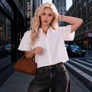 ZARA 极简风纯色系带肩部设计衬衫