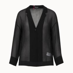 GIORGIO ARMANI 男女同款时尚纯色简约透视设计日常休闲真丝轻薄衬衫