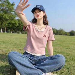 雪中飞 短袖t恤女2026新品夏季小个子纯欲修身上衣