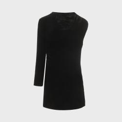 Massimo Dutti 摩登复古风不规则设计小洋裙绒面质感单肩长袖连衣裙