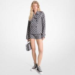 MICHAEL KORS 时尚满印logo翻领双排扣提花外套