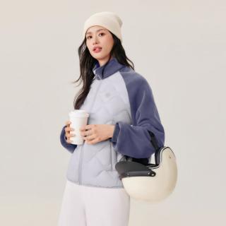 雪中飞 女式短款立领撞色羽绒拼接服装休闲百搭秋冬户外旅游居家外套
