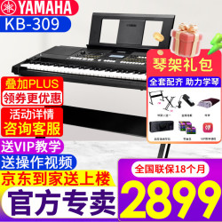 YAMAHA 电子琴KB319/309/308/318儿童成人初学教学考级便携61键力度键盘 KB309+稳固Z架礼包+伴奏包+课程