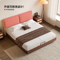 卡得利大耳朵床中古风双人卧室大床储物可调节靠包悬浮布艺床