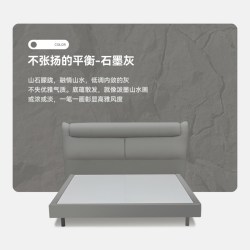 金可儿 轻奢现代简约意式真皮主卧大床1.8m婚房床席梦思床架 悦梦