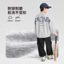 ZOSEE 童装男童卫衣秋款儿童街头涂鸦潮酷男孩2026新款大童长袖秋装 黑色 110 cm