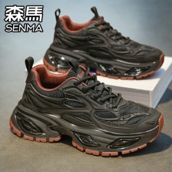 森馬 森马男鞋夏季2026新款学生百搭休闲运动跑步厚底增高黑色老爹潮鞋