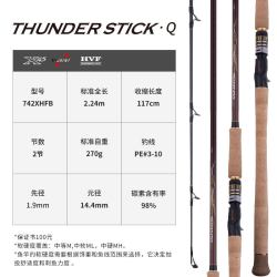 达亿瓦 21新品 THUNDER STICK Q 雷强竿 高碳钓鱼竿枪柄黑鱼