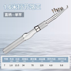 鲟锋 迷你短节银白小路亚竿伸缩便携式套装超轻远投路亚竿抛竿34CM超硬