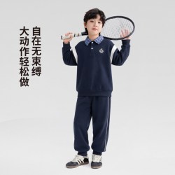 ZOSEE 童装男童套装春秋款2026新款儿童学院风运动卫衣裤子两件套秋 麻灰 110 cm