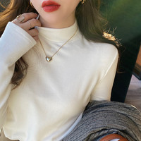 燠阳 德绒半高领打底衫女内搭秋冬内搭新款长袖t恤显瘦保暖上衣服外穿 半高领白色 XL