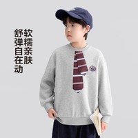 ZOSEE 童装男童卫衣洋气儿童秋季假领带上衣2026新款男孩圆领春秋装 花灰 110 cm