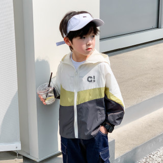 ZOSEE 童装男童防晒衣儿童皮肤衣连帽薄外套夏季2026新款男孩空调服 灰色 110 cm