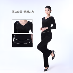 形体训练服装女套装优雅气质思娴导师舞蹈练功服烫钻长袖高腰202Z