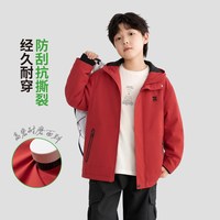 ZOSEE 童装男童加绒软壳冲锋外套2026秋冬儿童摇粒绒上衣防水户外服 红色 110 cm