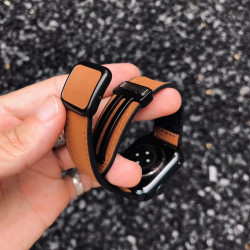 卡客风暴方扣疯马皮适用苹果手表iwatch表带987磁吸扣s10真皮硅胶
