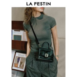 La Festin 小号塌塌手提包包女新款单肩斜挎凯莉包