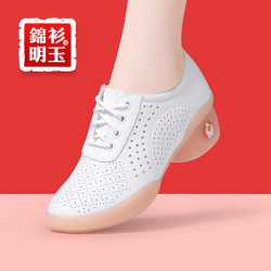 锦衫明玉 女鞋舒适妈妈鞋透气软底中跟跳舞鞋广场舞鞋练功鞋牛筋底外穿防滑