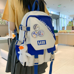 奇咔洛 书包女大学生初中生高中生2022新款ins风韩版潮酷简约双肩包背包