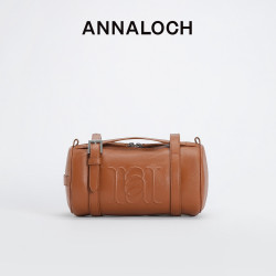 Anna Loch ANNALOCH再生系列再生真皮运动户外休闲时尚单肩手提斜挎圆筒包