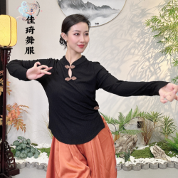 古典舞中式盘扣国风旗袍领长袖立领显瘦中国风舞蹈服