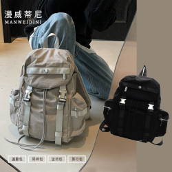 百搭双肩包通勤包妈咪包纯色大容量背包旅行包时尚休闲防泼水包包