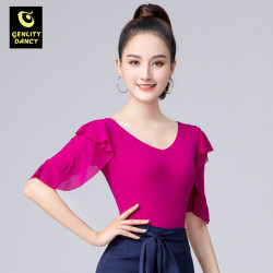 拉丁舞服装2025年新款网红广场舞蹈上衣形体练功服摩登舞连体衣女