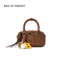 bag of parody bagofparody保龄球包包女士新款通勤手提单肩斜挎包磨砂休闲牛皮