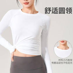 运动长袖显瘦透气健身瑜伽服女修身跑步上衣训练T恤