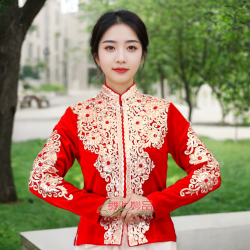 舞上妙品33新疆民族舞台服饰韩国绒宝石贴花上衣广场舞金丝绒外套
