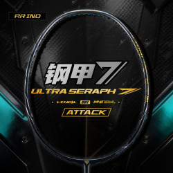 P.R IND 钢甲7ATTACK羽毛球拍进攻型流体盒式框碳纤维甜区