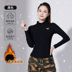 VF 2025春季薄绒广场舞服装新款半拉链上衣修身打底衫TZM