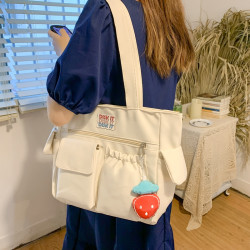 奇咔洛 帆布包女手提大容量托特包2022新款简约日系拎书单肩包学生上课包