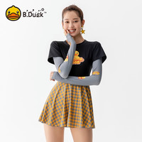 B.Duck 连体泳衣女长袖显瘦遮肚夏季新款保守大码裙式泳装