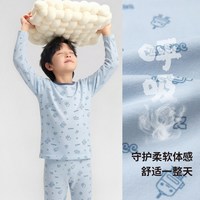 ZOSEE 男童舒适弹力安全A类家居服2026新款秋季10A抑菌内衣套装 浅蓝色 110 cm
